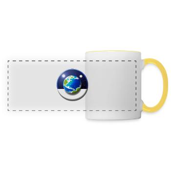 3d Cartoon Depiction of Planet Earth 12 - Panoramic Mug - white/yellow - Front