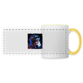 Pilote high-tech dans la cyberguerre du futur - Mug panoramique contrasté et blanc - blanc/jaune - Devant