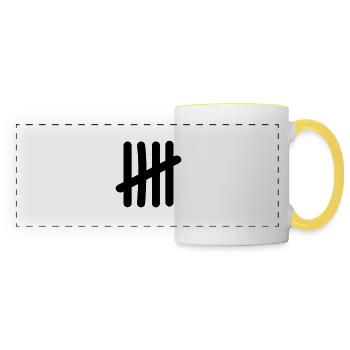 Tally List Symbol - 5 dashes - Panoramic Mug - white/yellow - Front