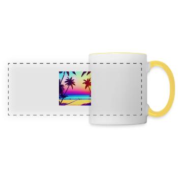 Rétro Plage des années 80 - Mug panoramique contrasté et blanc - blanc/jaune - Devant