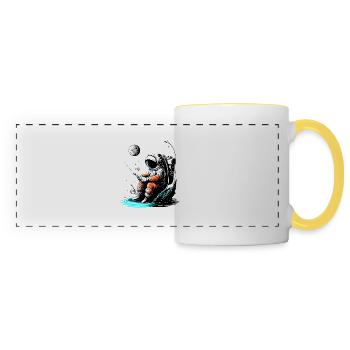 Pêche aux astronautes - Mug panoramique contrasté et blanc - blanc/jaune - Devant
