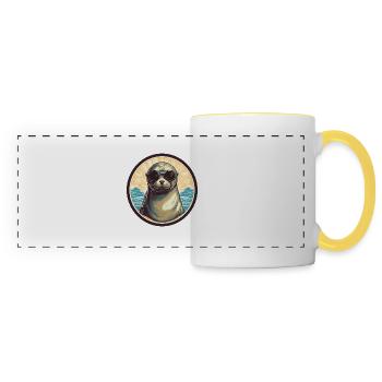 Phoque mignon - Mug panoramique contrasté et blanc - blanc/jaune - Devant