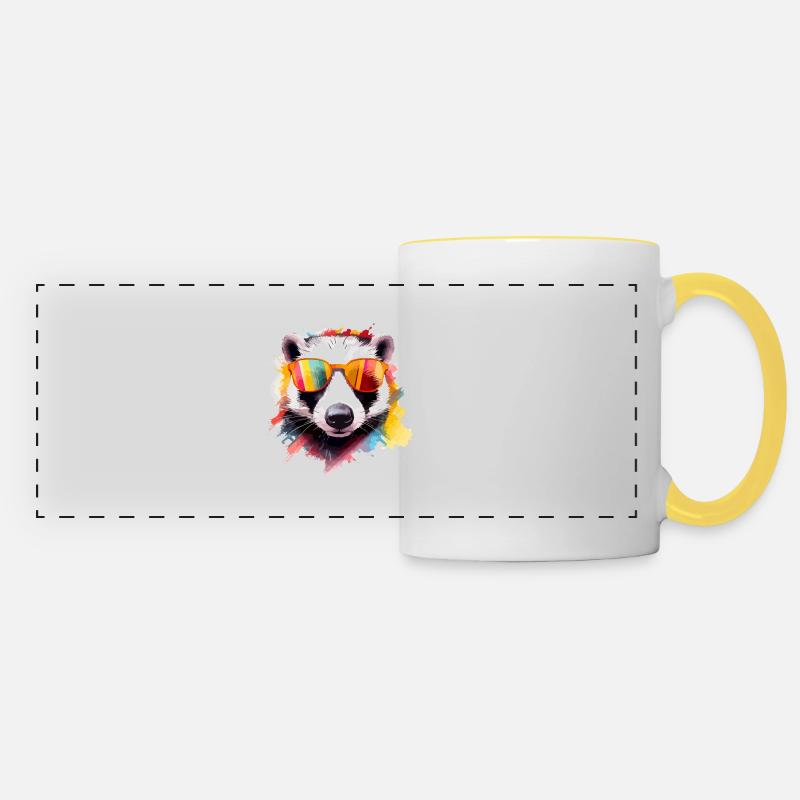 Honey raccoon - Panoramic Mug - white/yellow