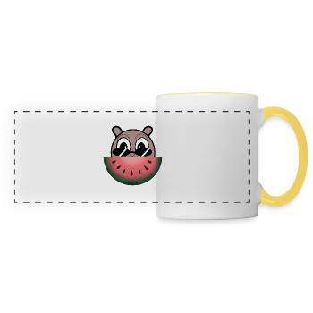 Watermelon character - Panoramic Mug - white/yellow - Front