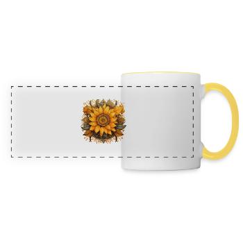 Mandala Sonnenblume floralen Verzierungen - Panoramatasse - Weiß/Gelb - Vorne