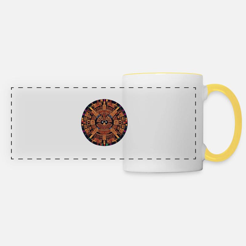 Maya Indian Aztec Design - Mug panoramique contrasté et blanc - blanc/jaune