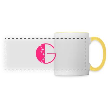 Lettre G Paillettes - Mug panoramique contrasté et blanc - blanc/jaune - Devant