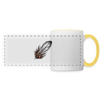 Feather / Quill / Bird Feather / Down Feather - Panoramic Mug - white/yellow - Front