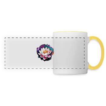 Fleur de Lotus / Nénuphar / Spiritualité / Fleur - Mug panoramique contrasté et blanc - blanc/jaune - Devant