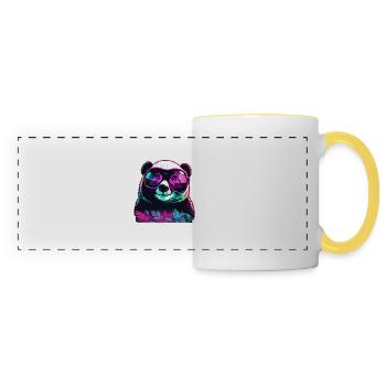 Panda / Animal / Zoo / Bamboo / Wild / Childlike - Panoramic Mug - white/yellow - Front