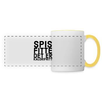Mange de la chatte, c'est sans calories - Mug panoramique contrasté et blanc - blanc/jaune - Devant