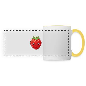Erdbeere süß Kawaii - Panoramatasse - Weiß/Gelb - Vorne