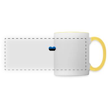 Cœur drapeau Estonie - Mug panoramique contrasté et blanc - blanc/jaune - Devant