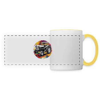 Tractor / Agriculture / Farmer / Field Work - Panoramic Mug - white/yellow - Front