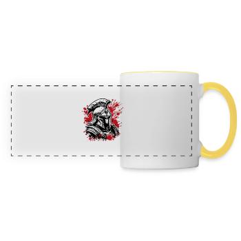 Spartan / Warrior / Fighter / Ancient / Sparta - Panoramic Mug - white/yellow - Front