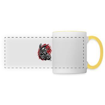 Spartan / Warrior / Fighter / Ancient / Sparta - Panoramic Mug - white/yellow - Front