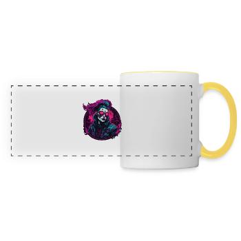 Gothic / Darkness / Mysticism / Shadow / Horror - Panoramic Mug - white/yellow - Front