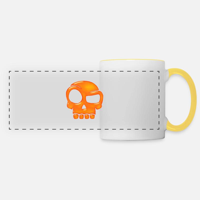 Crâne de verre ardent - Mug panoramique contrasté et blanc - blanc/jaune