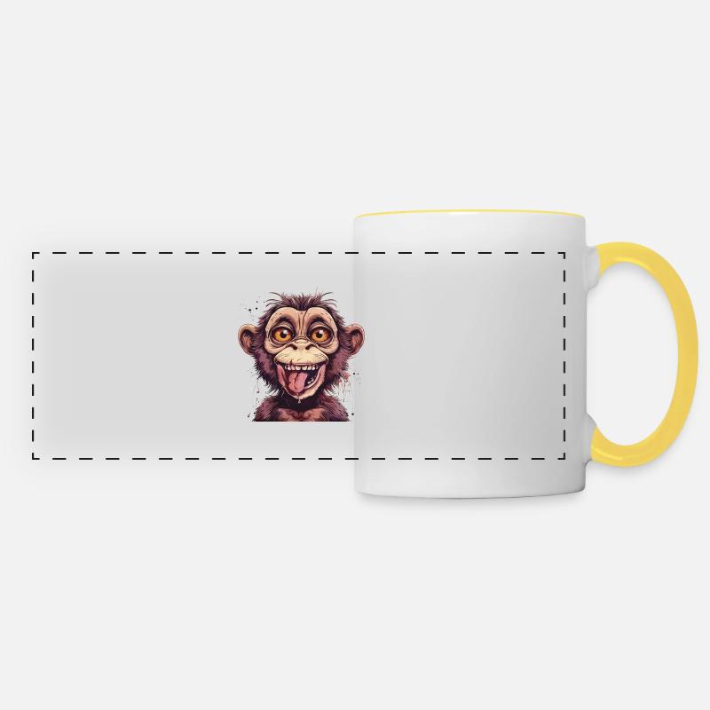 Crazy Monkey - Panoramic Mug - white/yellow