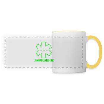 Ambulancier vert fluo - Mug panoramique contrasté et blanc - blanc/jaune - Devant