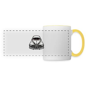 Car / Vehicle / Passenger Car / Mobile / Old Timer / Driving - Panoramic Mug - white/yellow - Front