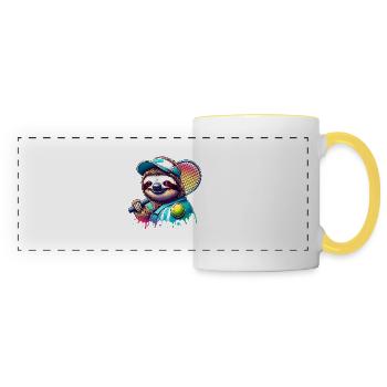 Conception de joueur de tennis paresseux drôle - Mug panoramique contrasté et blanc - blanc/jaune - Devant
