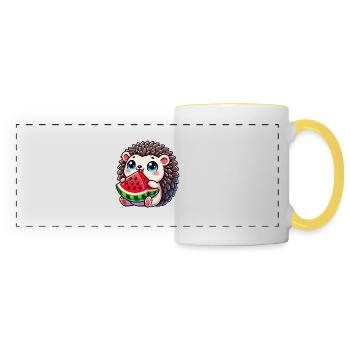 Igel mit Wassermelone Sommerfrucht Design - Panoramatasse - Weiß/Gelb - Vorne