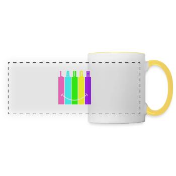 Rire au néon - Mug panoramique contrasté et blanc - blanc/jaune - Devant