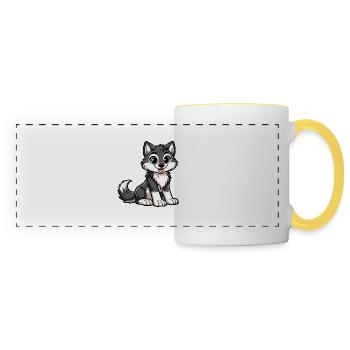 Girl wolf - Panoramic Mug - white/yellow - Front