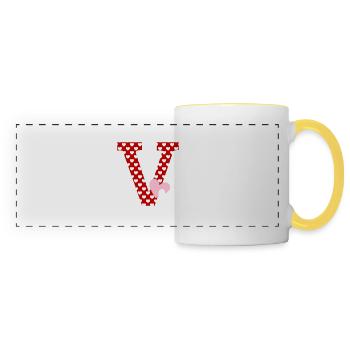 Lettre v cœur - Mug panoramique contrasté et blanc - blanc/jaune - Devant