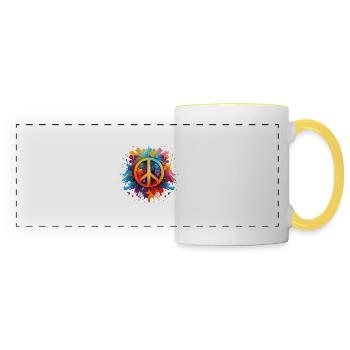 Signe de paix - Mug panoramique contrasté et blanc - blanc/jaune - Devant