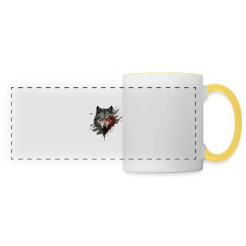 Loup de sang - Mug panoramique contrasté et blanc - blanc/jaune - Devant
