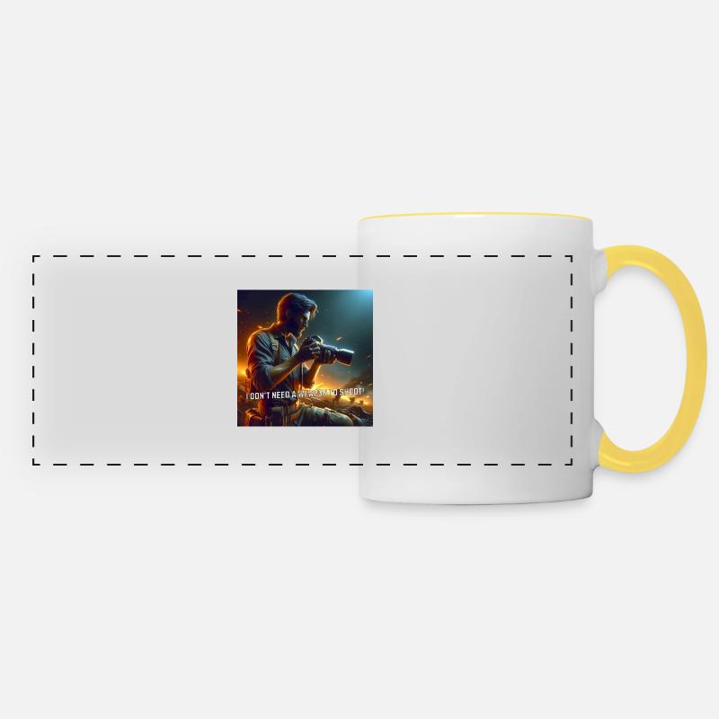 Photographe en action - Mug panoramique contrasté et blanc - blanc/jaune