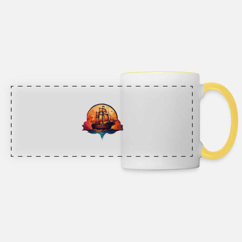 Sunsetship - Panoramic Mug - white/yellow