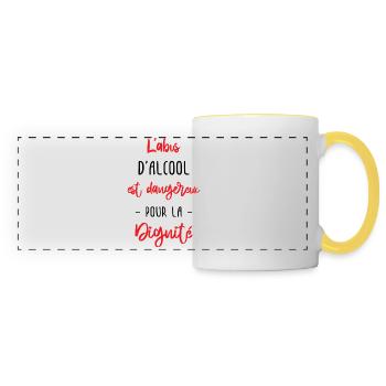 l'abus d'alcool est dangereux pour la dignité - Mug panoramique contrasté et blanc - blanc/jaune - Devant