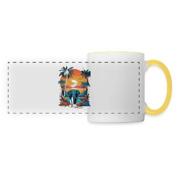 Urban Jungle Majesty: éléphant coloré - Mug panoramique contrasté et blanc - blanc/jaune - Devant