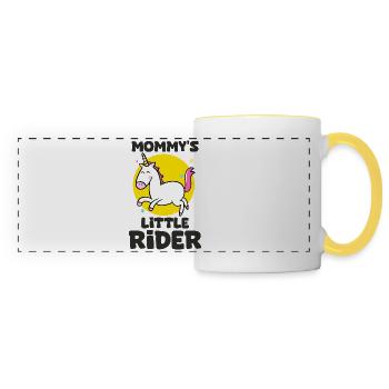 petit cavalier de maman cavalier chevaux bébé - Mug panoramique contrasté et blanc - blanc/jaune - Devant