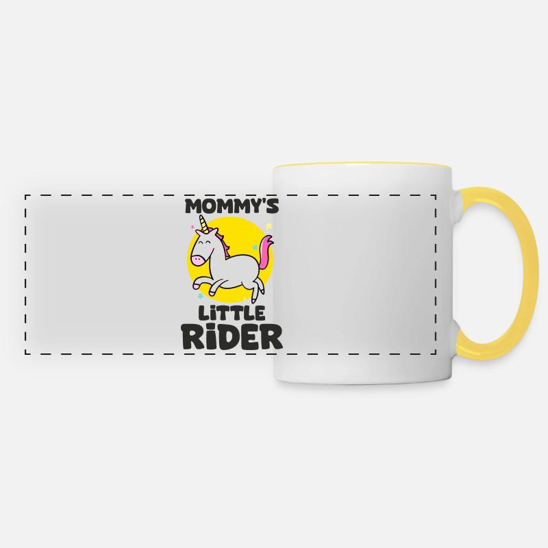 petit cavalier de maman cavalier chevaux bébé - Mug panoramique contrasté et blanc - blanc/jaune