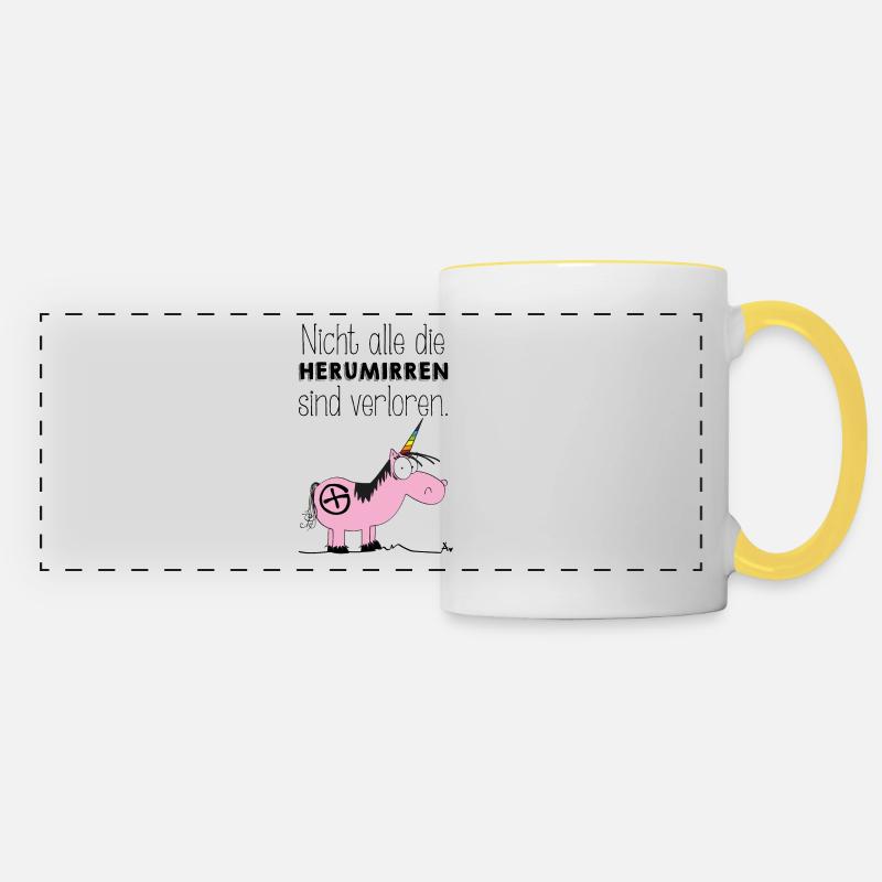 Not all those who wander around are lost... - Panoramic Mug - white/yellow
