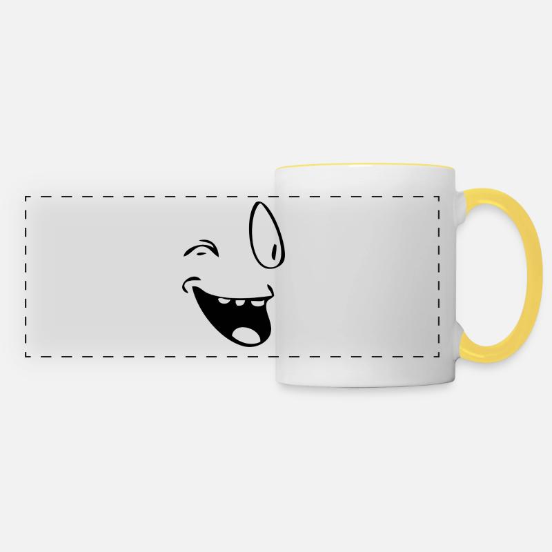 Wink face original gift - Panoramic Mug - white/yellow