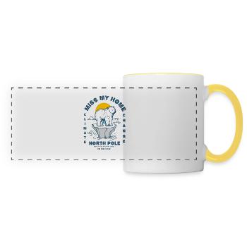 Eisbear Arctique changement climatique Pôle Nord fonte des glaces - Mug panoramique contrasté et blanc - blanc/jaune - Devant