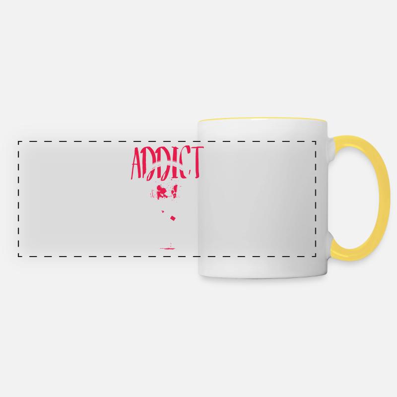 For a DJ - Music addiction - Panoramic Mug - white/yellow