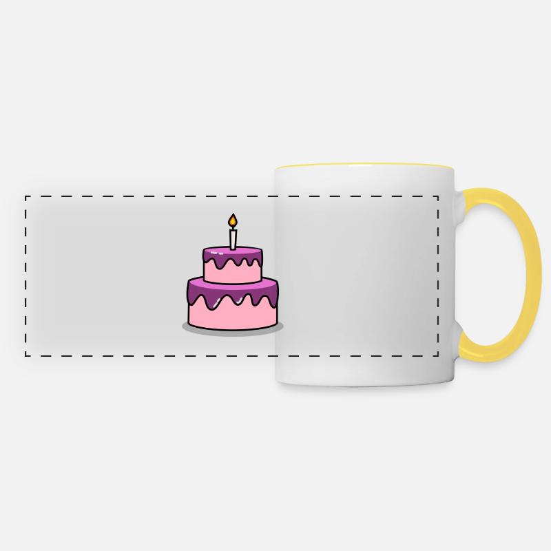 Birthday cake birthday - Panoramic Mug - white/yellow