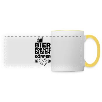 Bier formte diesen Körper - Panoramatasse - Weiß/Gelb - Vorne