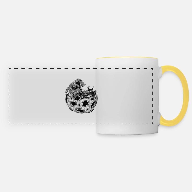 Moon wave - Panoramic Mug - white/yellow