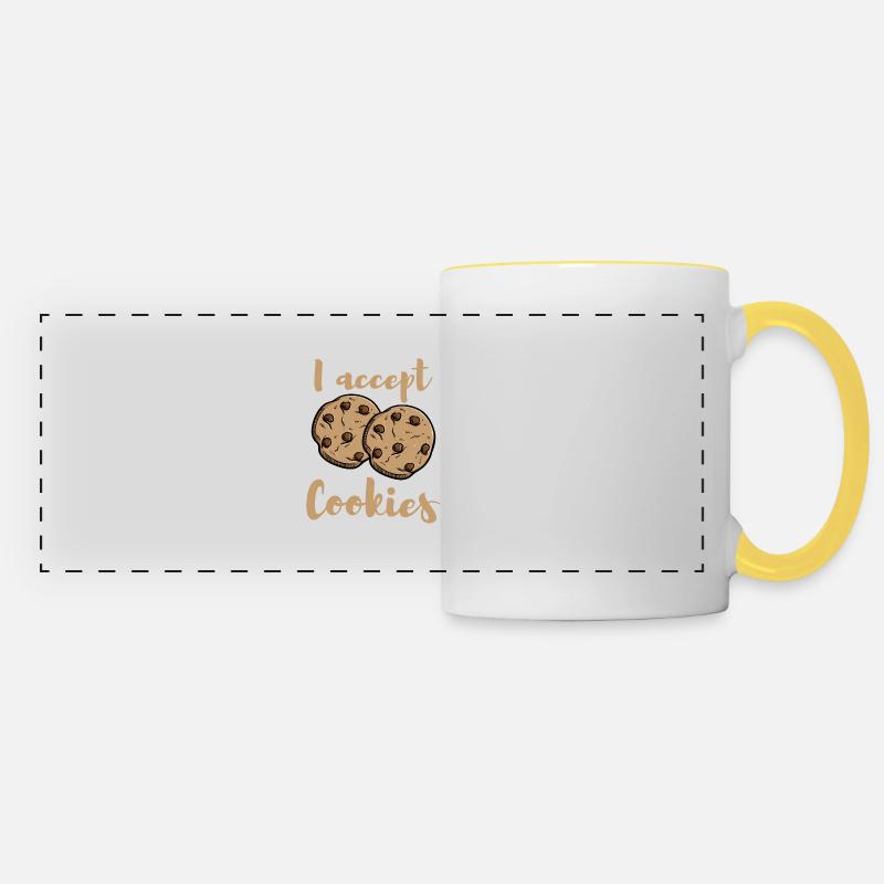 J'accepte les cookies - Mug panoramique contrasté et blanc - blanc/jaune