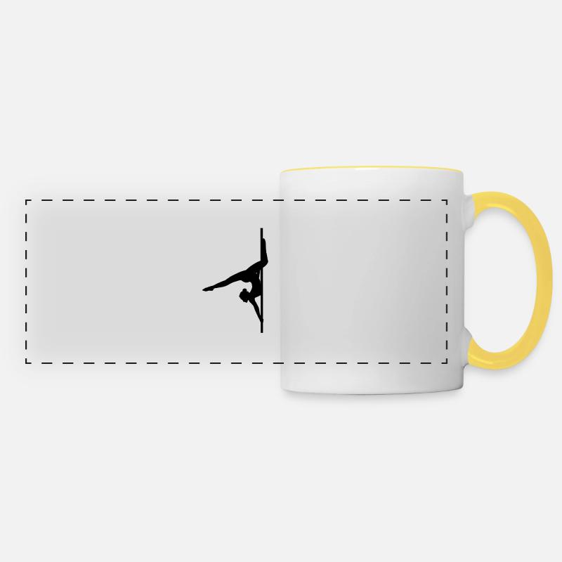 Pole Dance Shape Shadow Figure Butterfly - Panoramic Mug - white/yellow