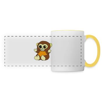 Cute monkey cartoons animal - Panoramic Mug - white/yellow - Front