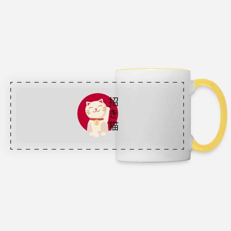 cat - Panoramic Mug - white/yellow