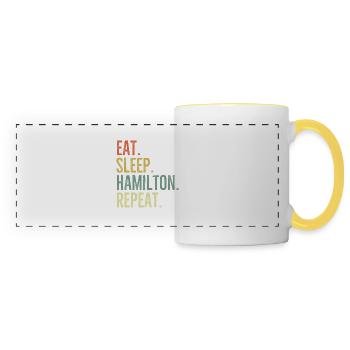 Manger dormir Hamilton Répéter - Mug panoramique contrasté et blanc - blanc/jaune - Devant